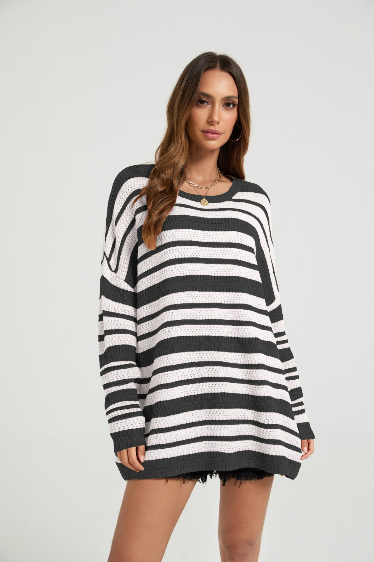 Women's Oversized Striped Chunky Knit Sweater