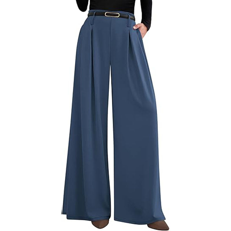 High Waist Wide Leg Flowing Work Trousers for Women