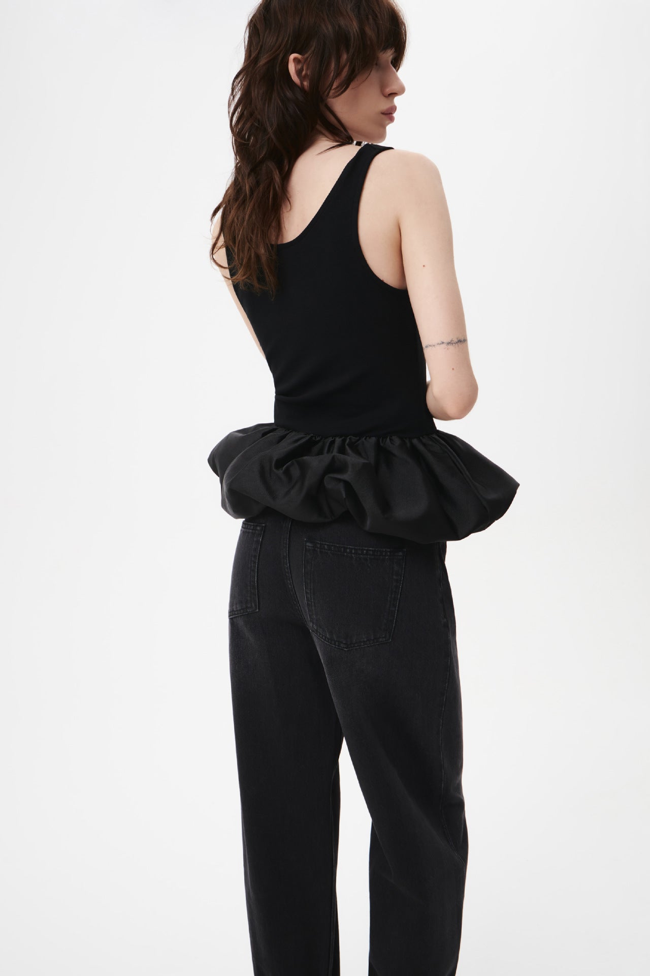 Modal Bubble Hem Tank Trendy Sleeveless Top