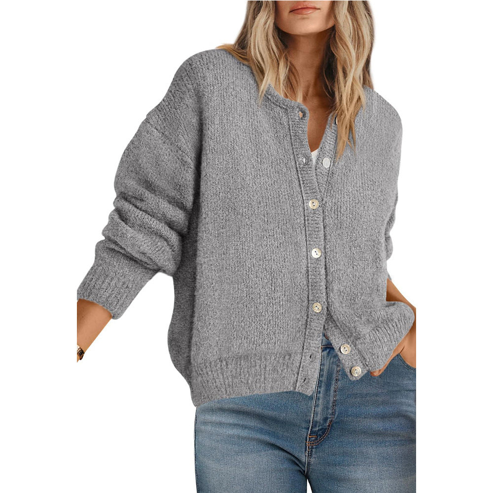Textured Knit Button Front Cozy Cardigan