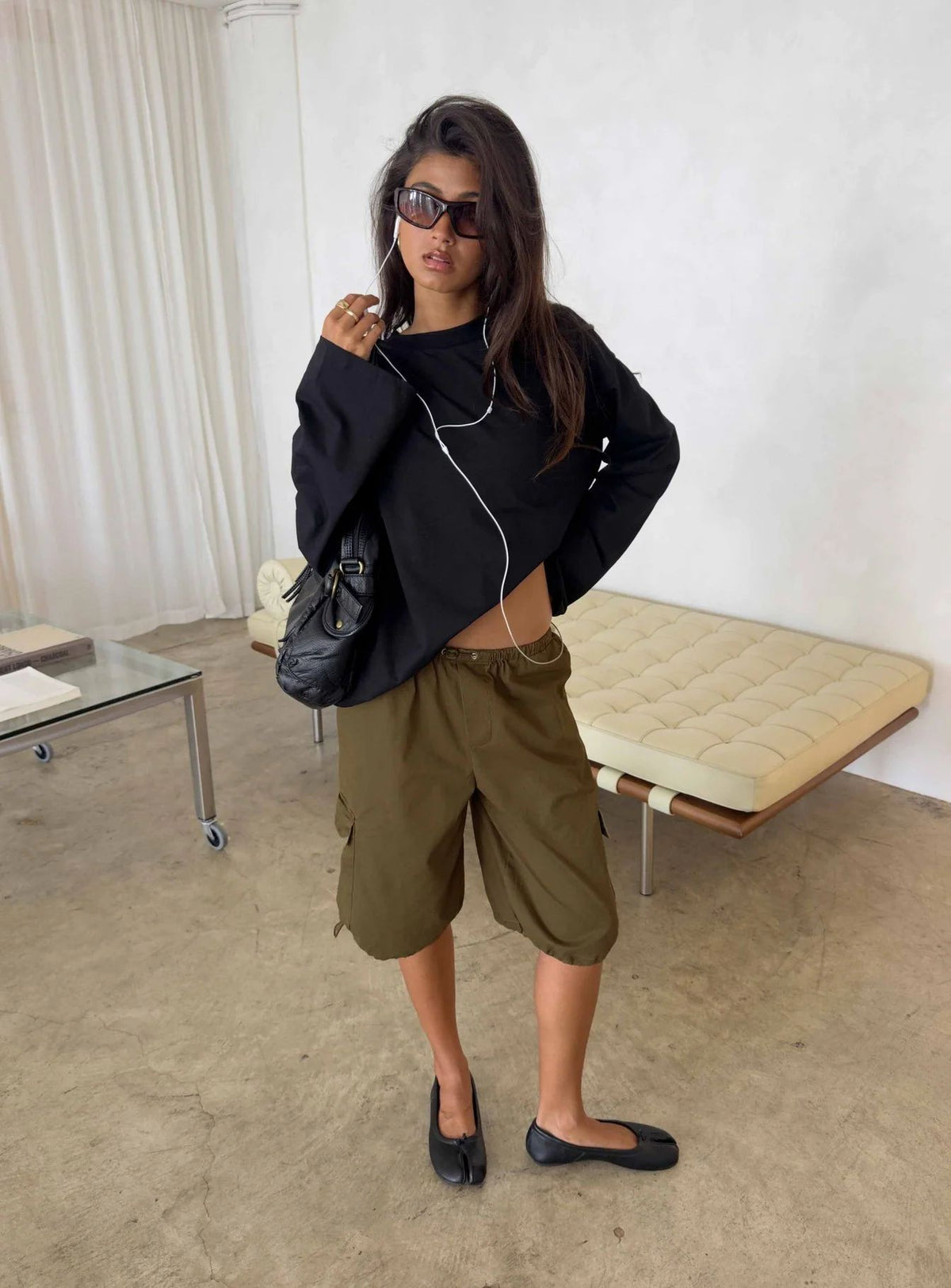 Women's Oversized Drop Shoulder Long Sleeve Cotton T-Shirt