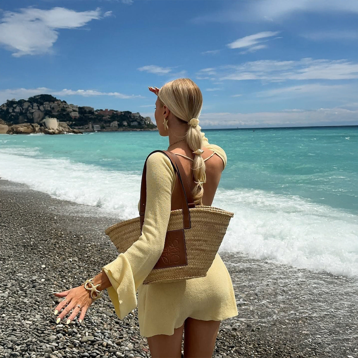 Solid Knit Dress Y2K Open Back Flare Sleeve