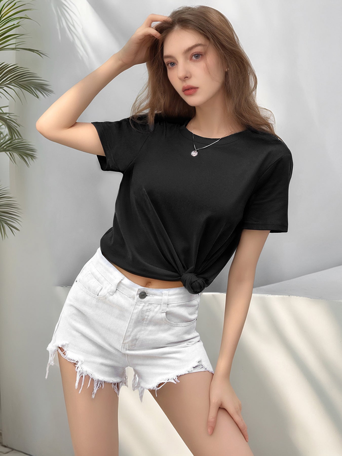 Customizable Basic Short Sleeve Tee Women Summer Casual Top