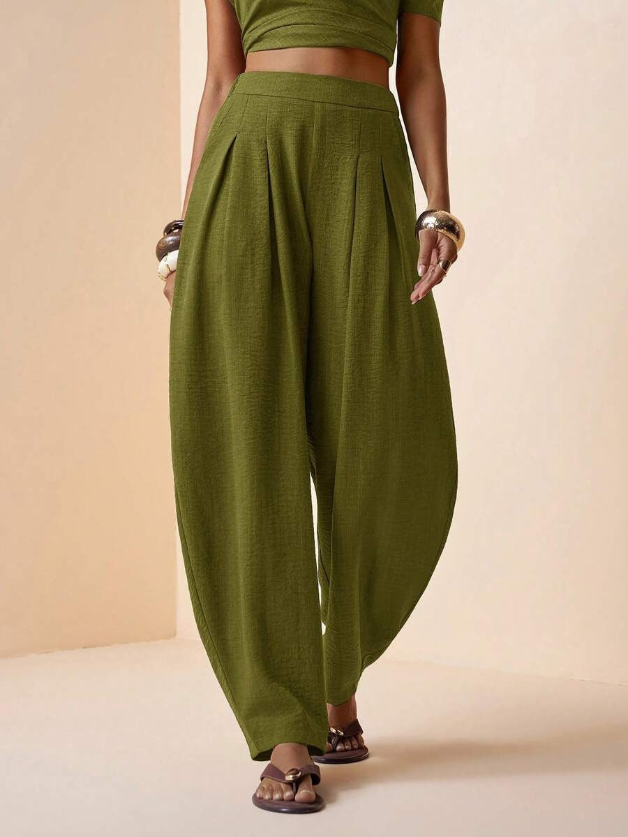 Women's High Waisted Linen Balloon Pants