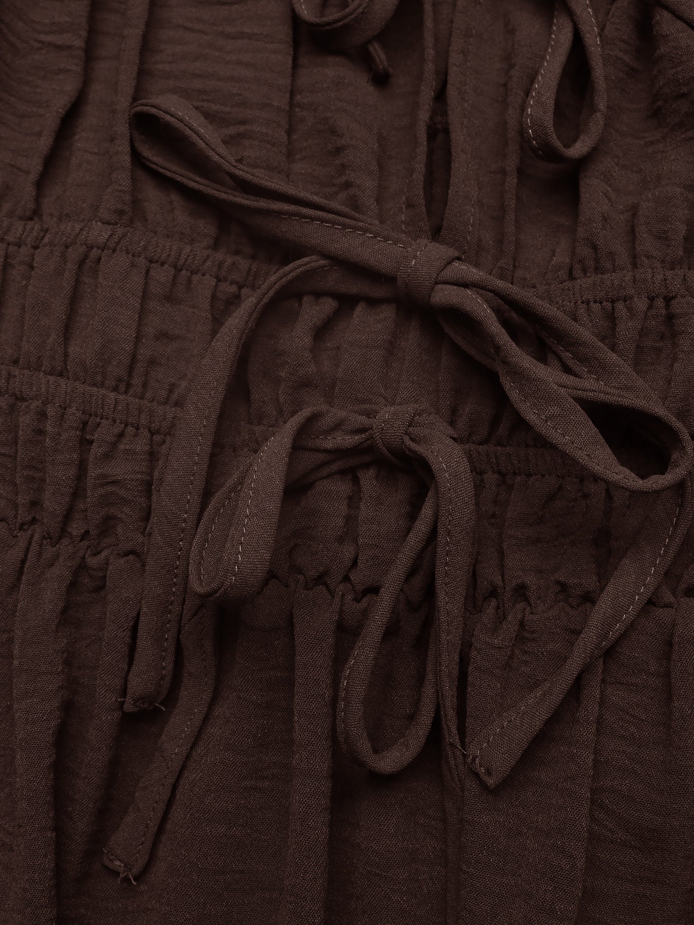 Brown Smocked Waist Maxi Dress Spaghetti Strap Summer