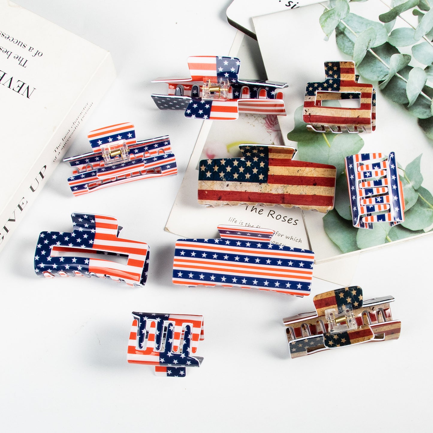 Patriotic American Flag Hair Claw Clip 4th of July Accessory