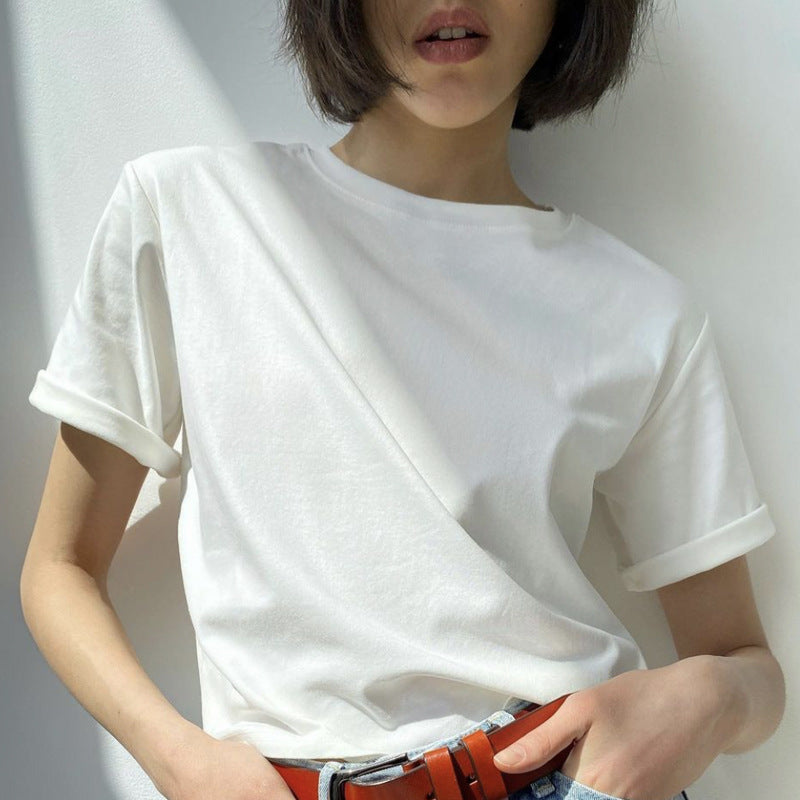Solid Oversized T Shirt Loose Fit Crewneck Casual Tee
