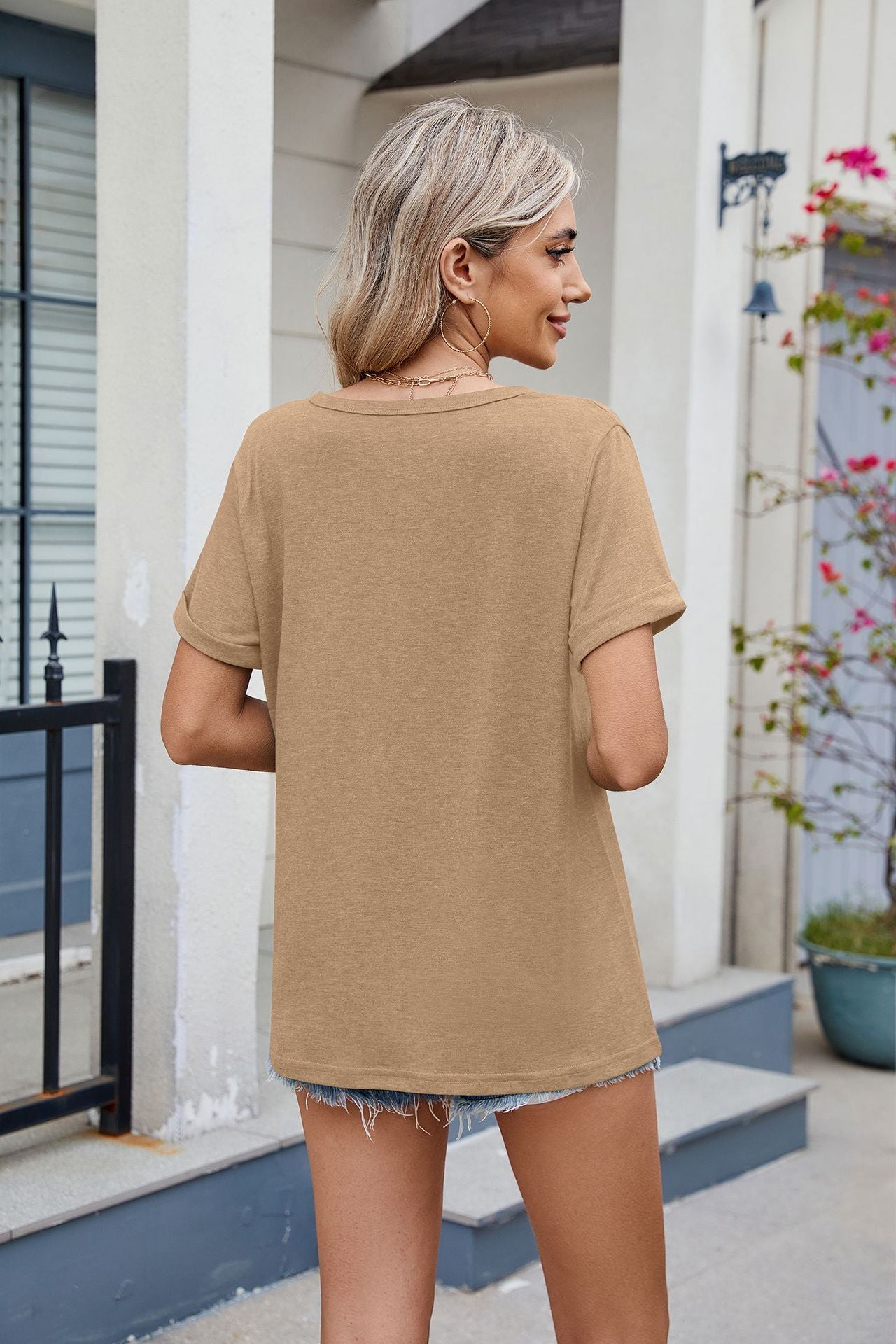 V-Neck Loose Short Sleeve T-Shirt