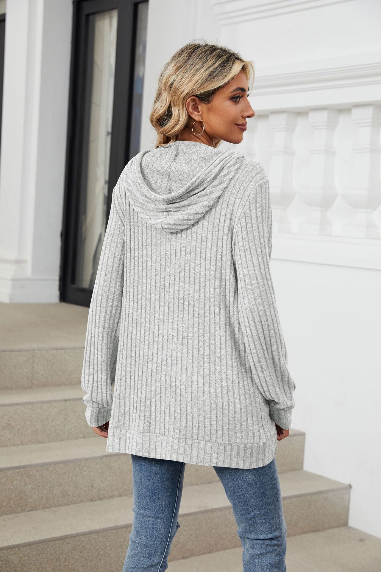 Solid Color Long-sleeved Loose Hooded Polished Sweater