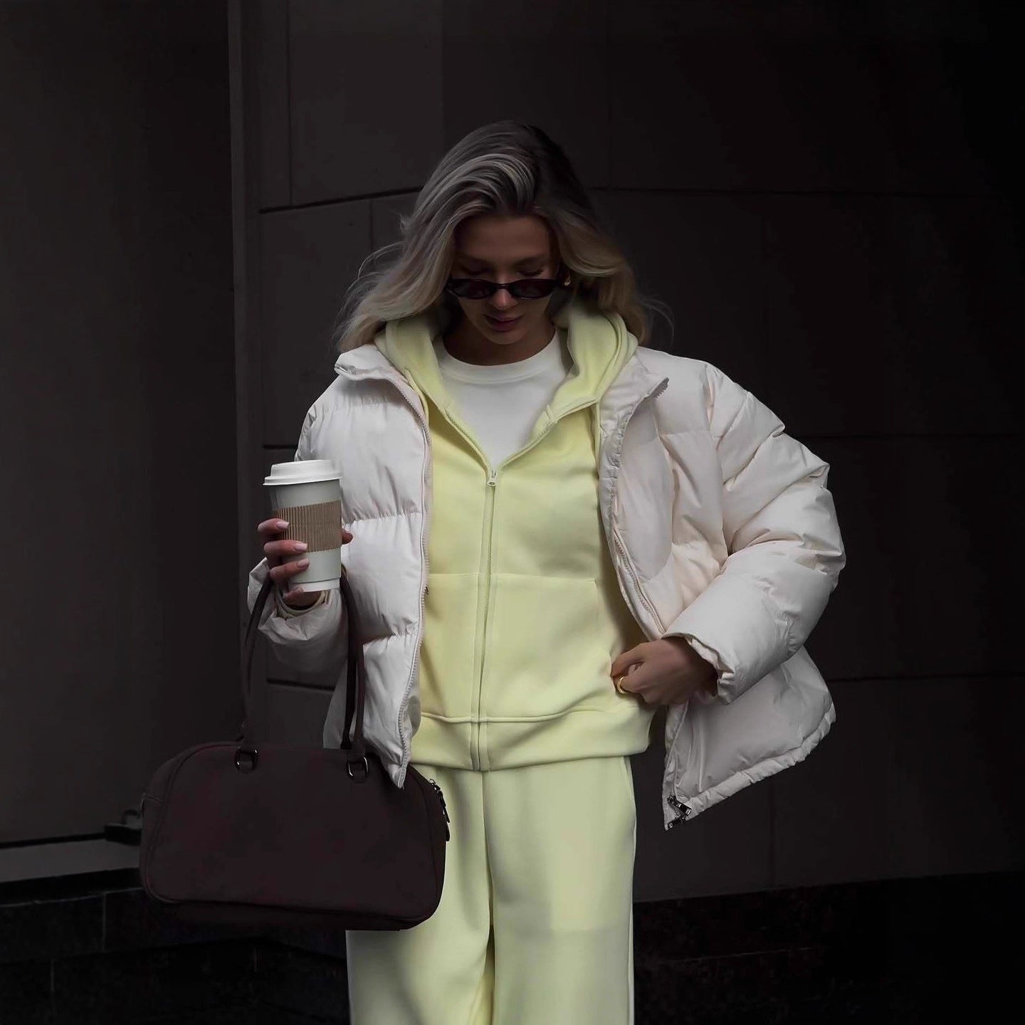 Two Piece Lounge Set with Zip-Up Hoodie & Wide-Leg Pants