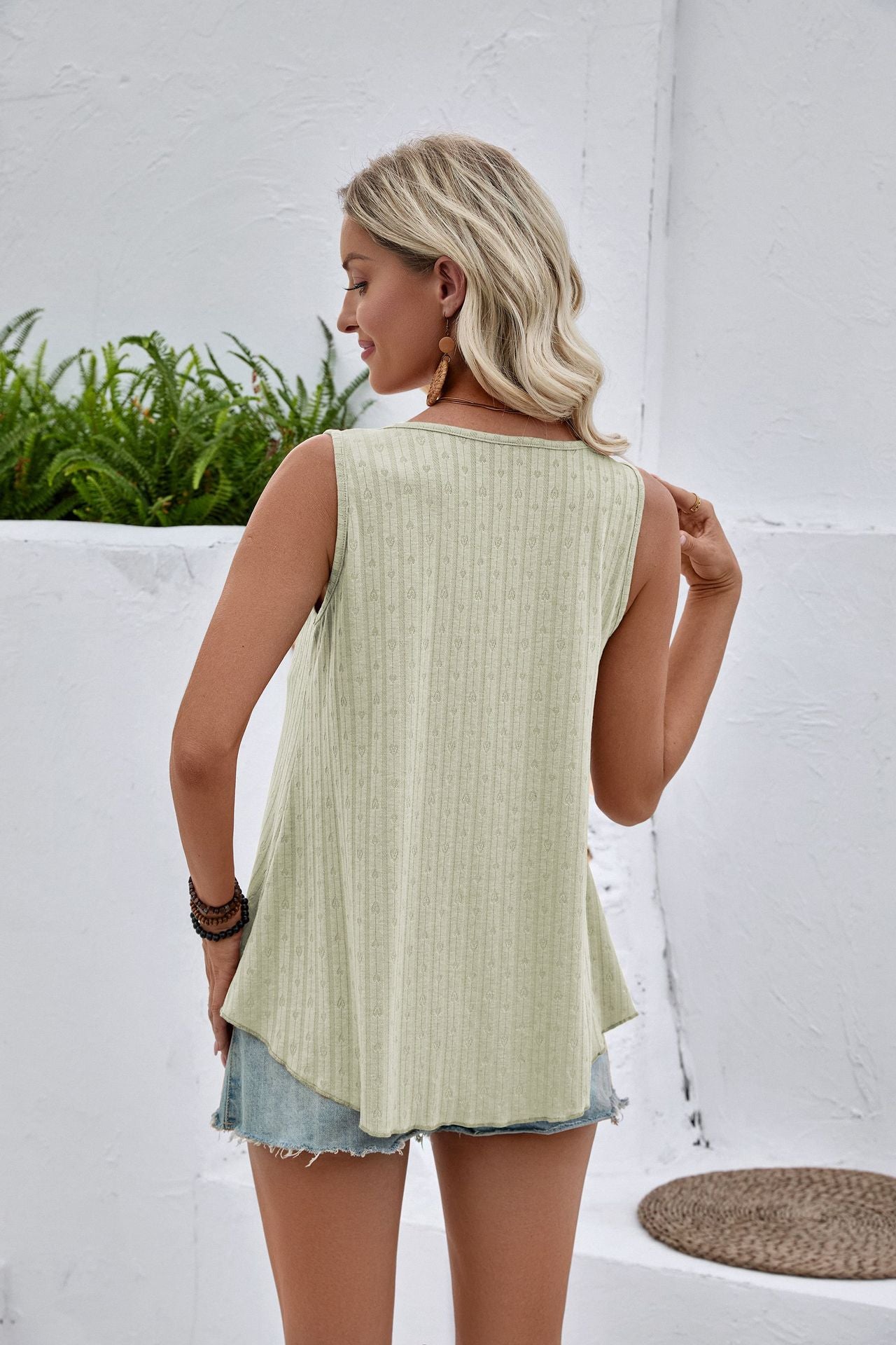 Solid Sleeveless Swing Tank Top Casual Summer Blouse