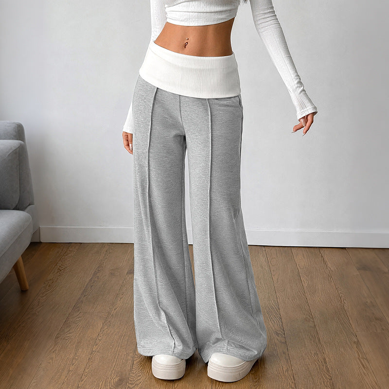 Foldover Waist Wide Leg Lounge Pants