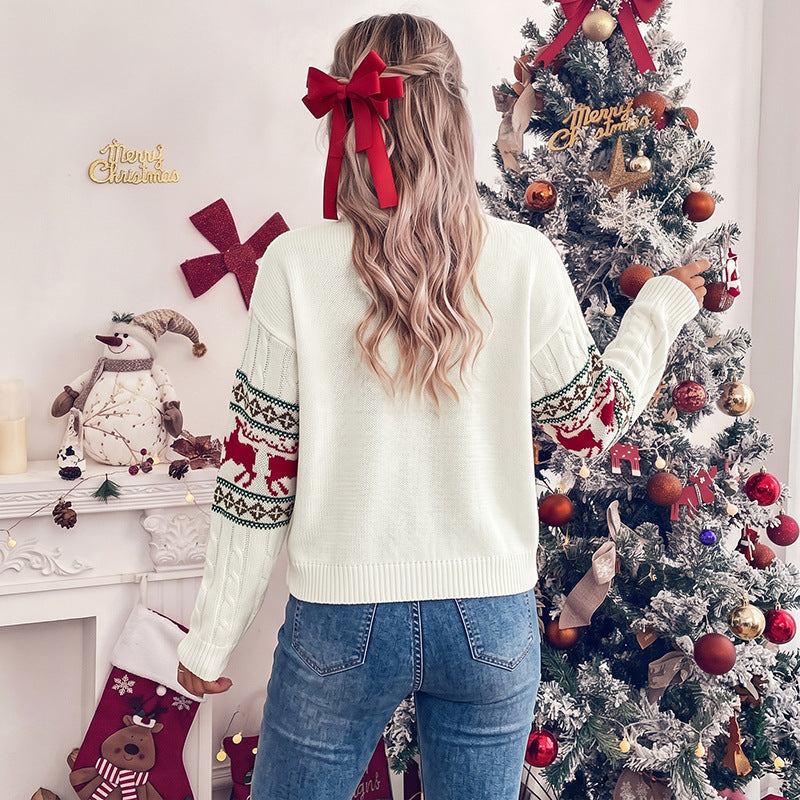 Women's Oversized Fair Isle Reindeer Christmas Sweater