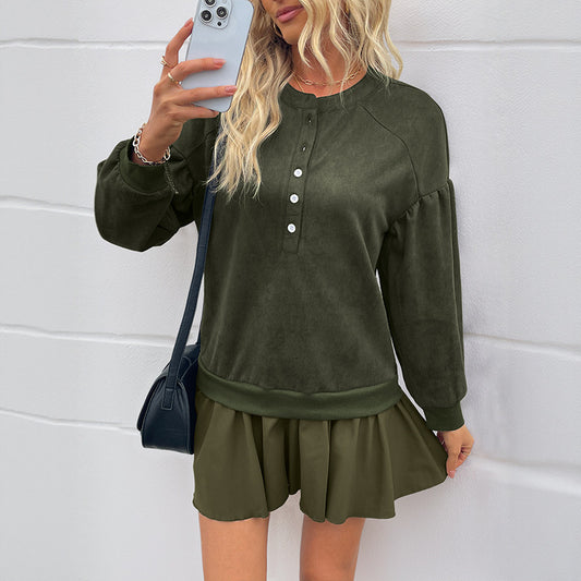 Sweet Vintage Long Sleeve Sweatshirt Dress