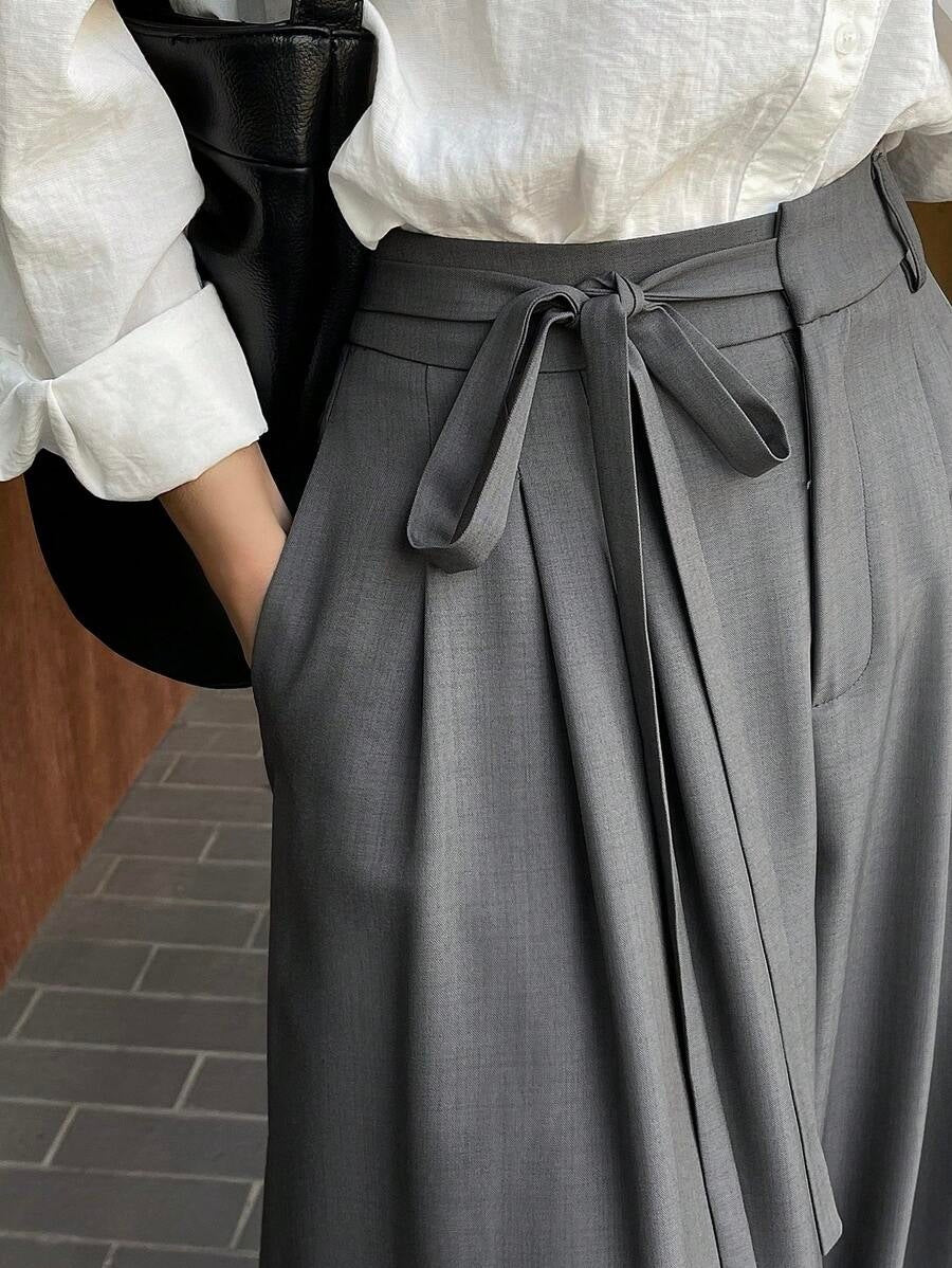 Women's Vintage Tie Waist Wide Leg Palazzo Pants