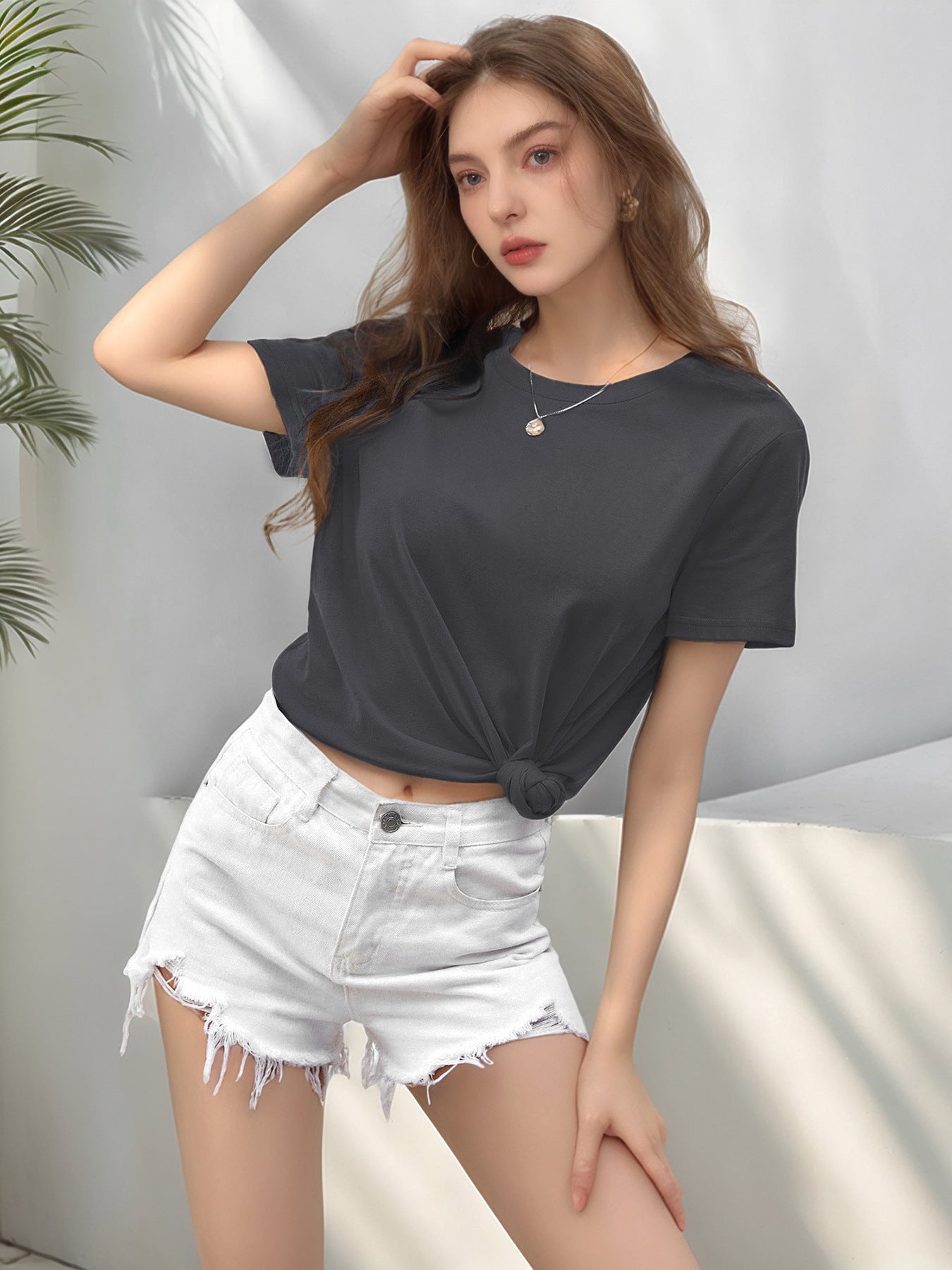 Customizable Basic Short Sleeve Tee Women Summer Casual Top
