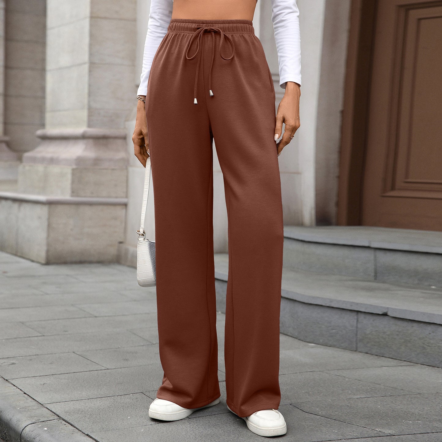 Women's Wide Leg Pants High Waist Drawstring Pockets