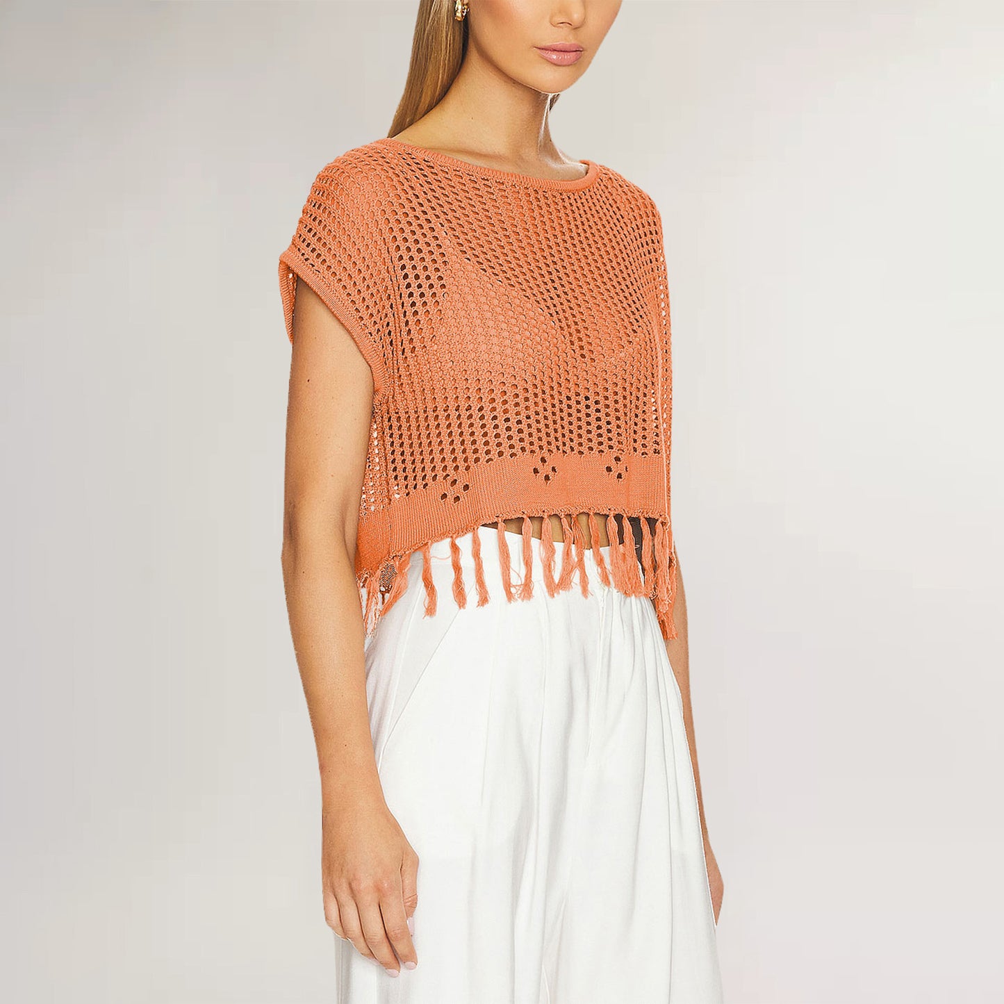 Summer Tassel Knit Top Women’s Beachwear Loose Pullover