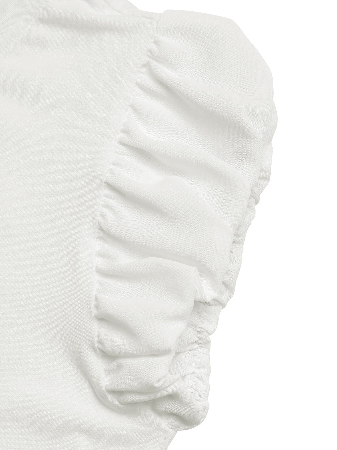 Chic Puff Sleeve Top with Pearl Bow Details and Round Neck