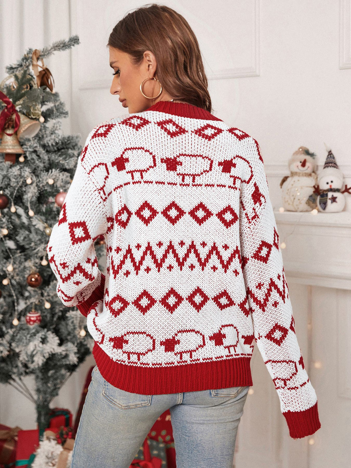 Women's Oversized Christmas Sweater Crewneck Knit Pullover