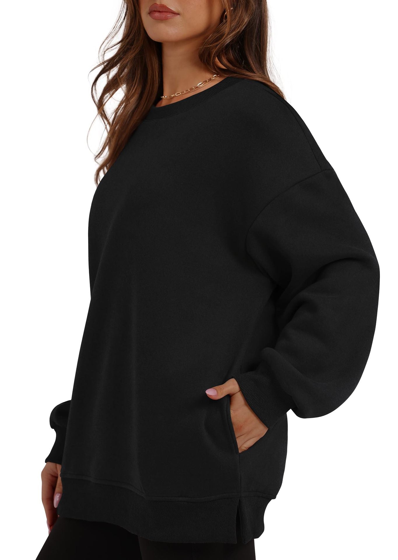Oversized Crewneck Pullover Sweatshirt with Pockets