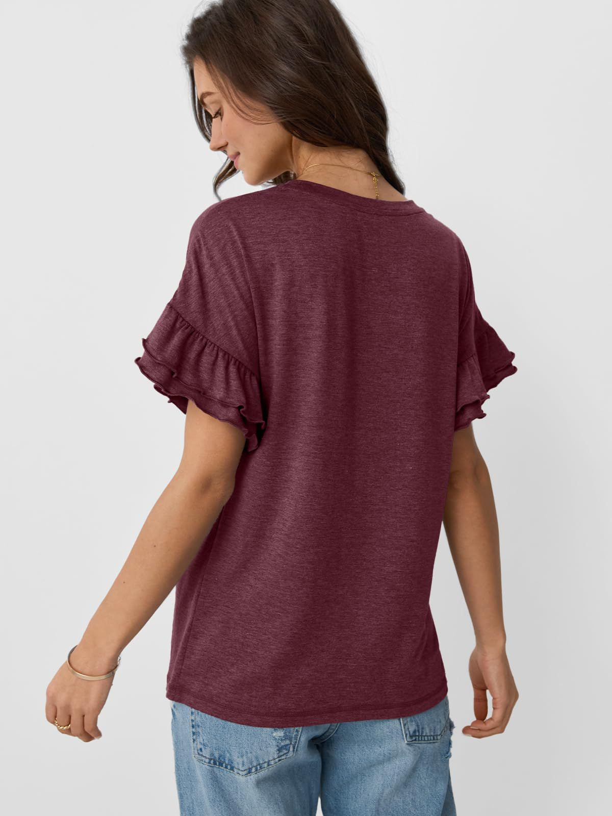 Graphic Ruffle Sleeve T Shirt USA94 Soccer Casual Tee