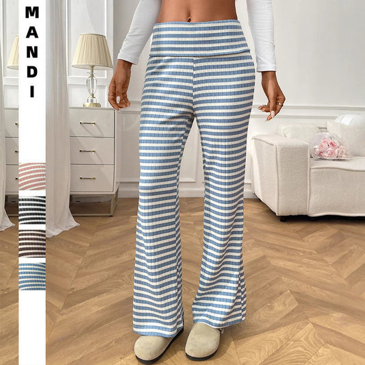 Casual Y2K Striped High-Waist Wide-Leg Lounge Pants