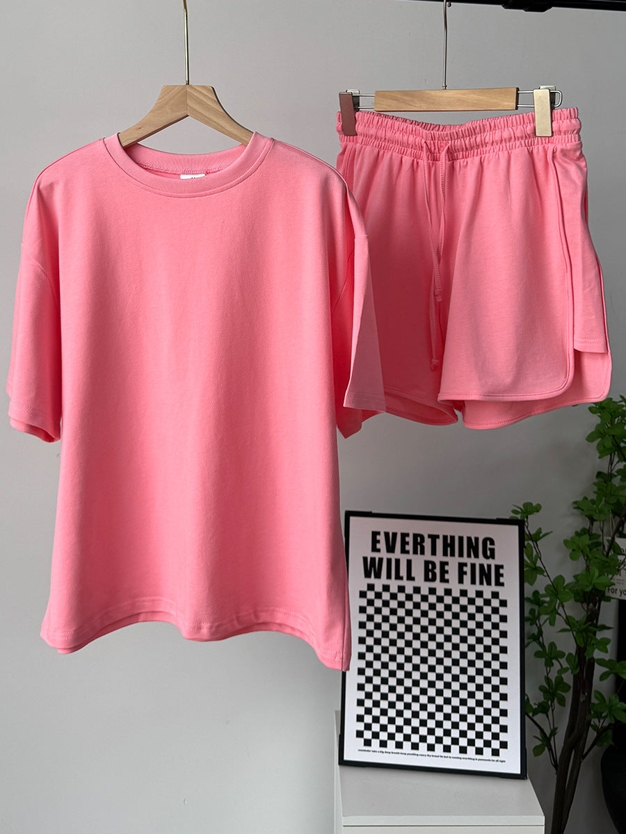 Two Piece Shorts Set, Oversized Tee & Drawstring Shorts