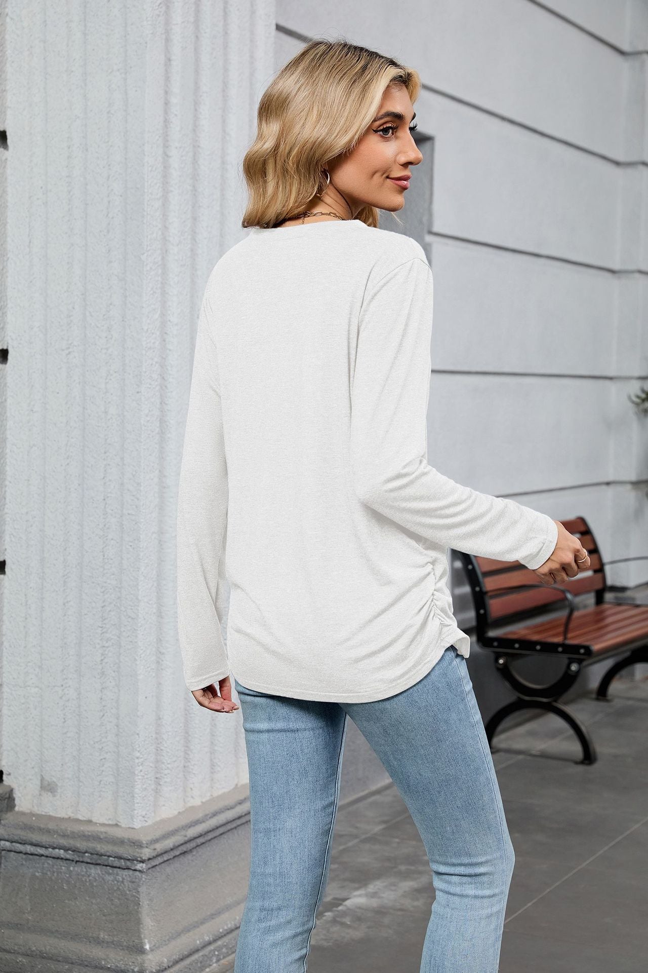 Soft V-Neck Long Sleeve Tunic Tee | Casual Fall Top