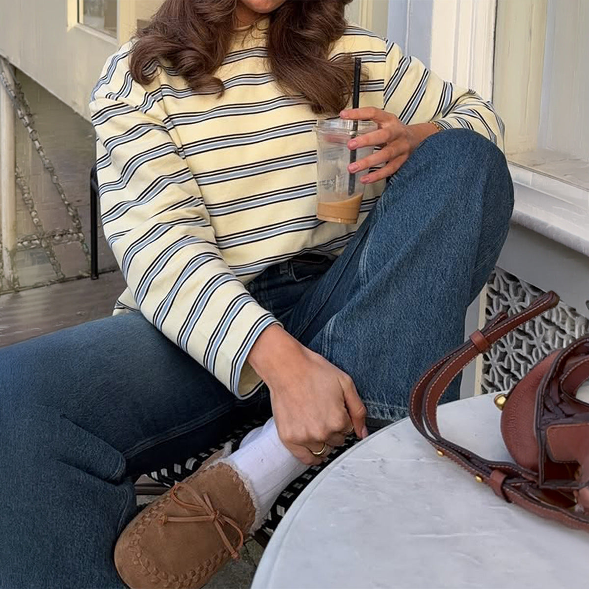 Vintage Striped Oversized Long Sleeve Tee