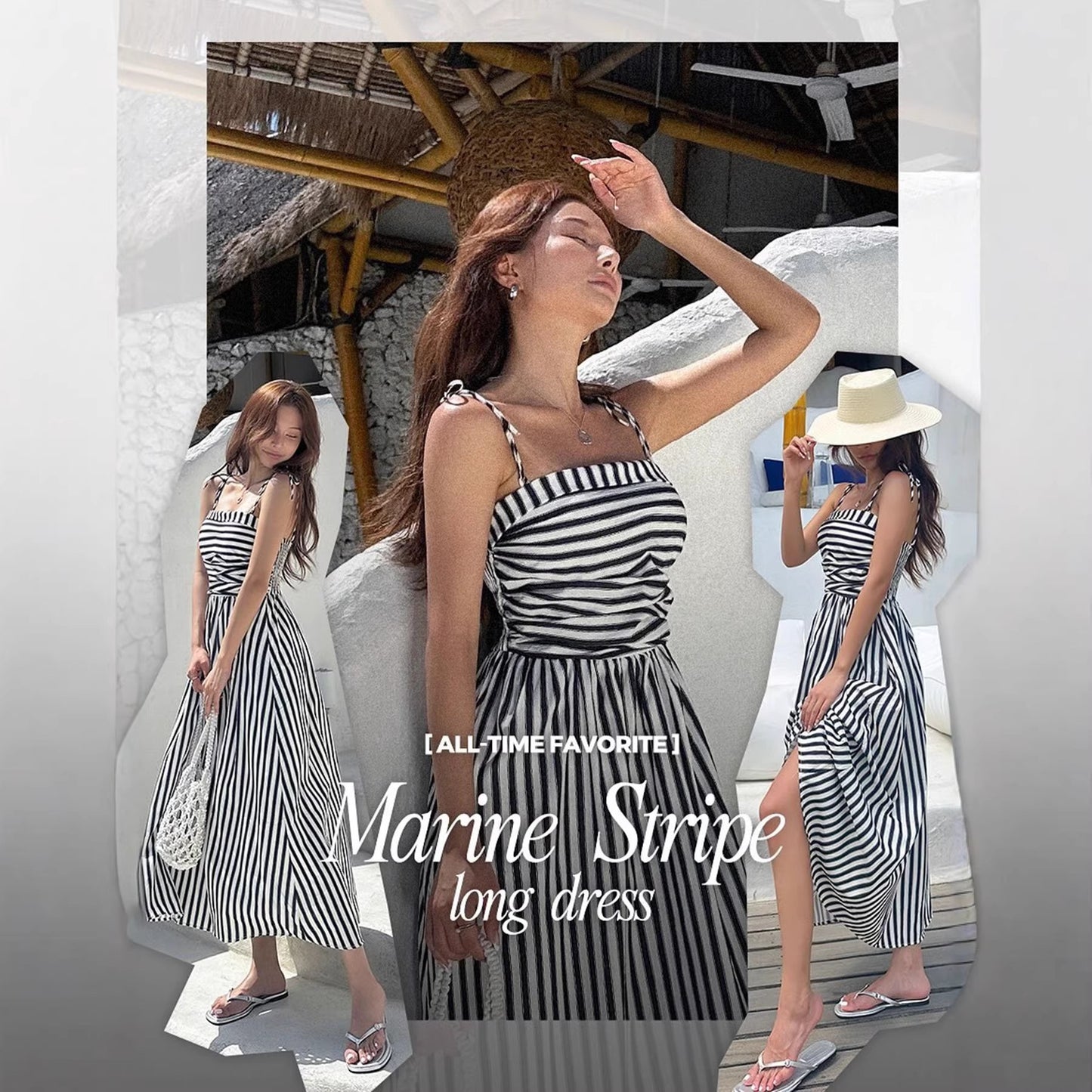 Striped Cami Maxi Dress with Pockets Smocked Bodice