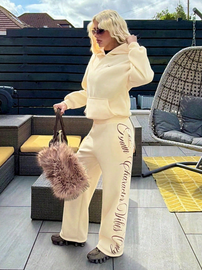 Graphic Fleece Sweatshirt Jogger Trendy Oversized Lounge Set