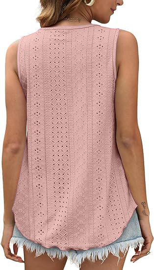 Women's Summer Loose Fit Round Neck Sleeveless Vest Top