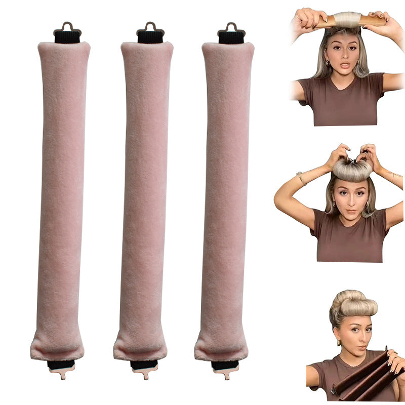 No-Heat Hair Curlers, 3-Loop Rubber Rods for Soft Waves