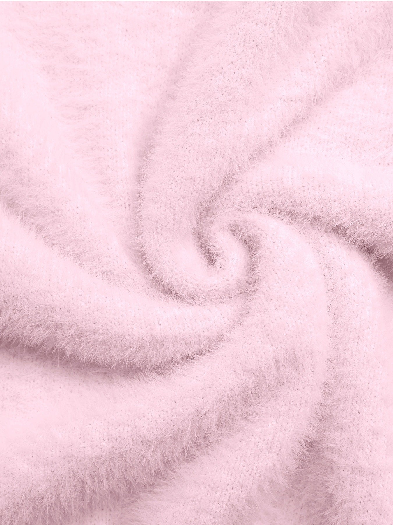 Solid Fuzzy Sweater Feminine Crewneck Relaxed Fit