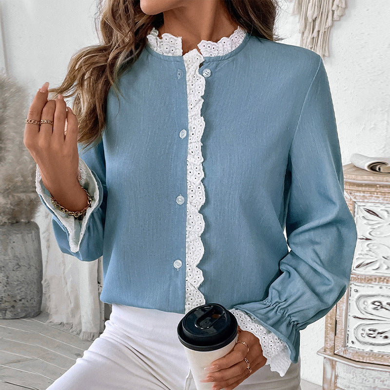 Women's Commuter Long-sleeved Shirt Lace Cardigan Top