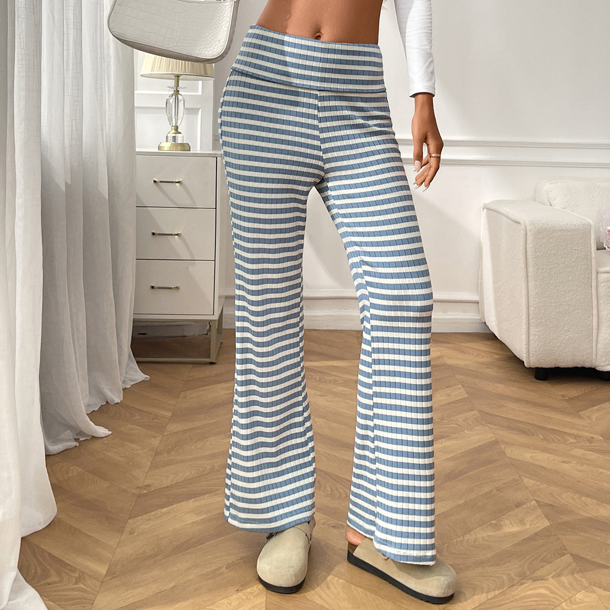 Casual Y2K Striped High-Waist Wide-Leg Lounge Pants