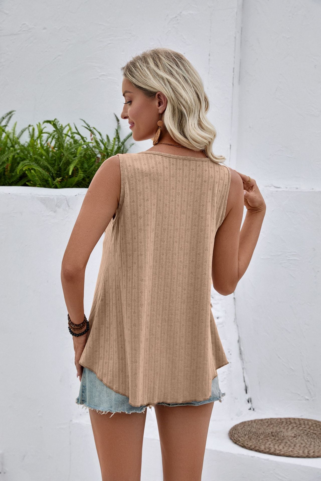 Solid Sleeveless Swing Tank Top Casual Summer Blouse