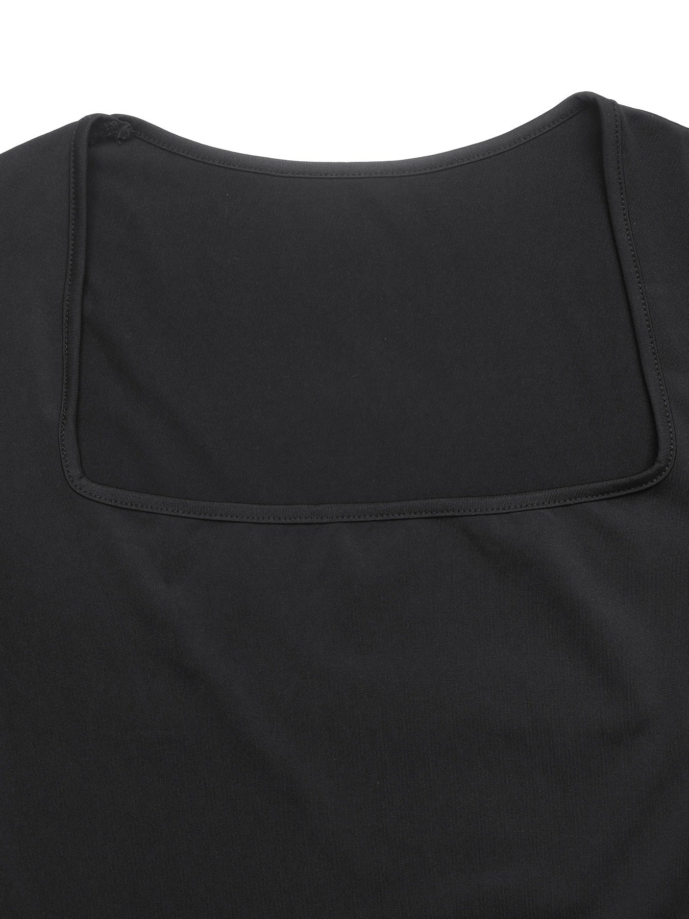 Square Neck Mini Dress Long Sleeve High Waist Casual Style