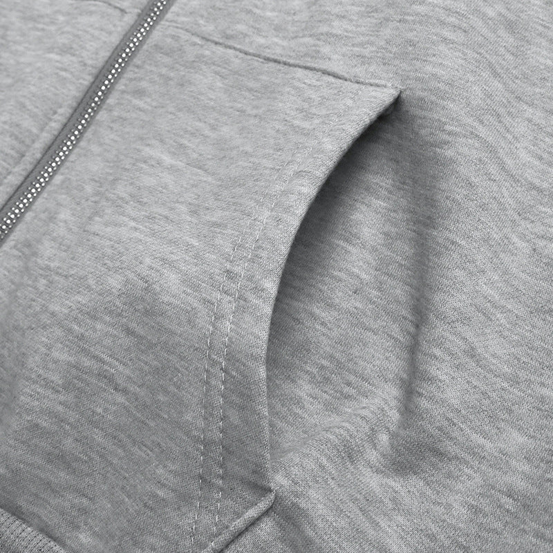 Zip Up Hoodies Rivet Long Sleeve Casual Solid Sweatshirts