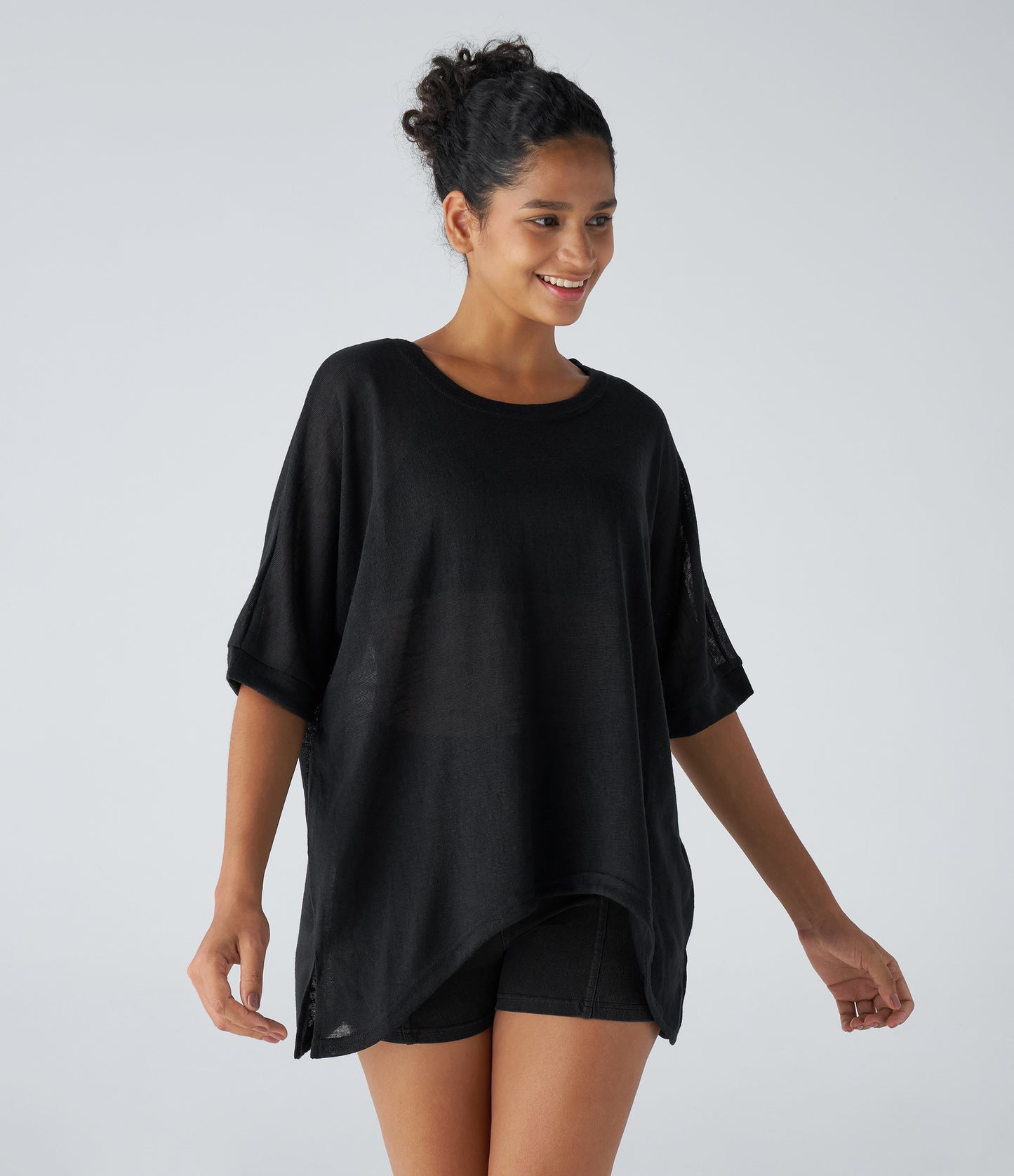 Textured Rayon Oversized Top Casual Boho Streetwear
