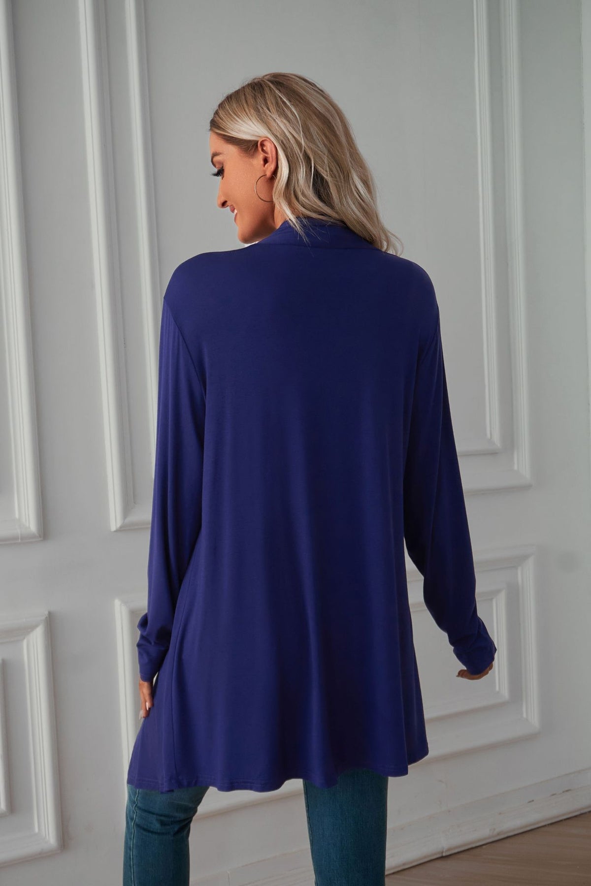 Women's Lightweight Solid Open Front Long Cardigan