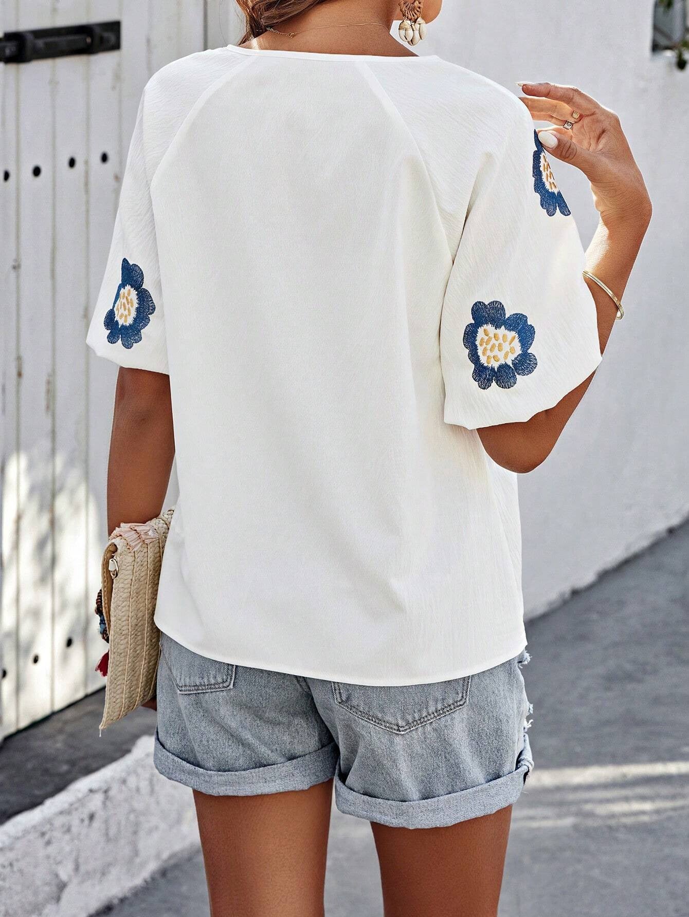 Long Sleeve Blouse V Neck Top Shirt