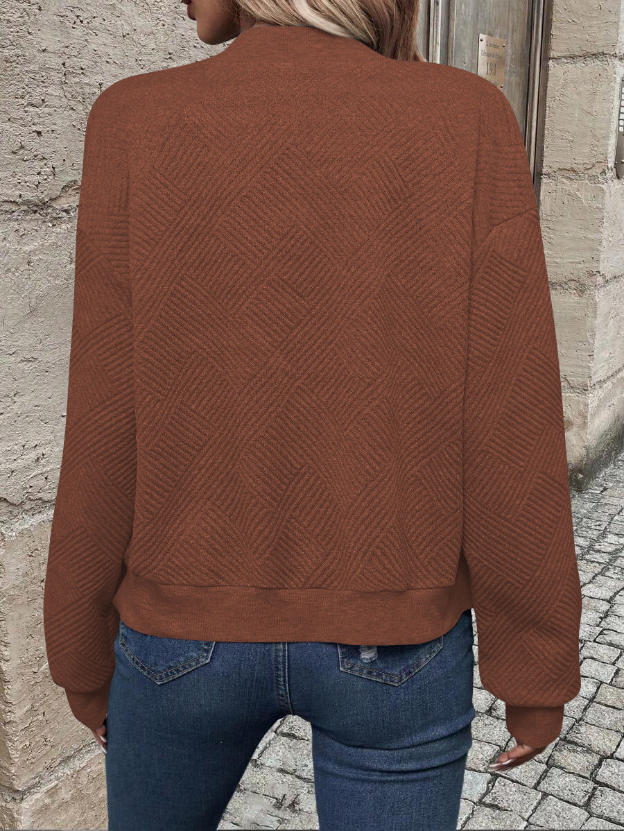 Geometric Textured Bomber Jacket with Pockets