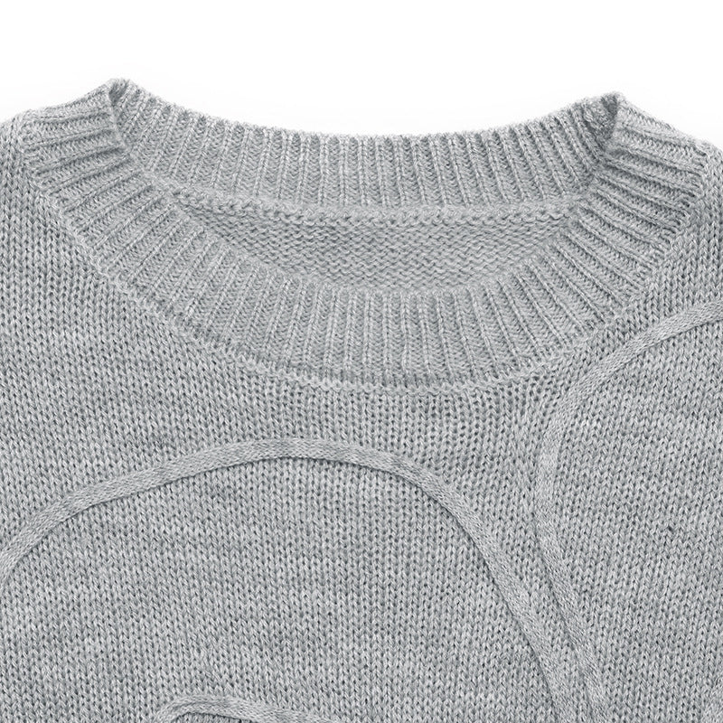 3D Flower Knit Sweater Women’s Casual Crew Neck Pullover