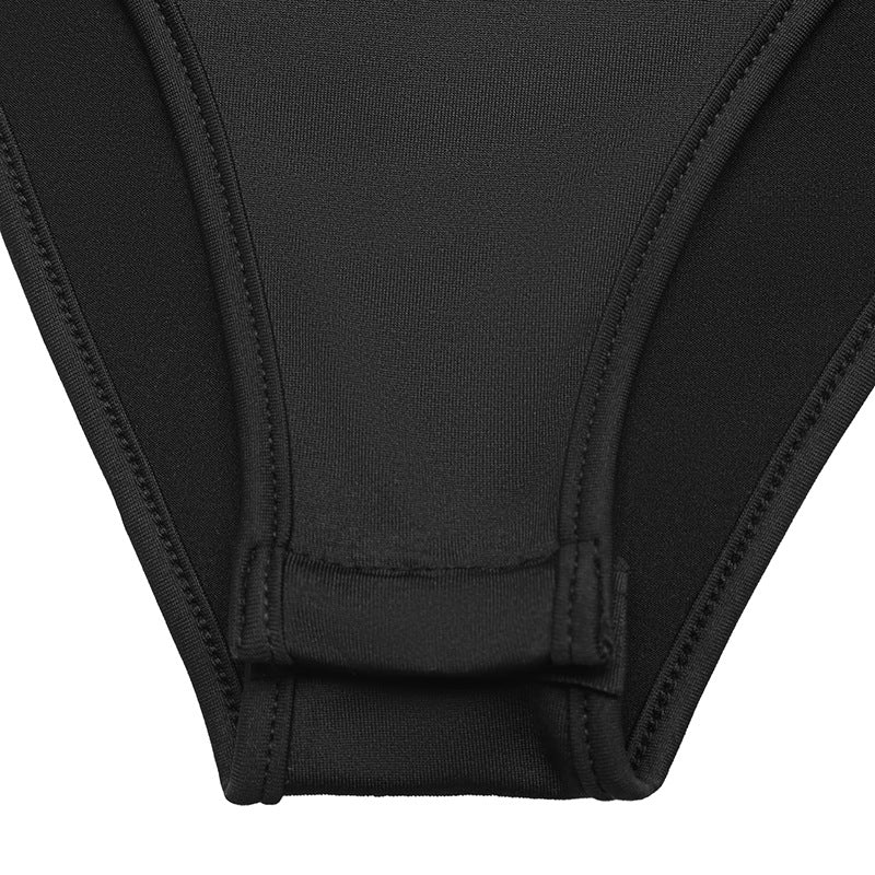 Solid Knit Bodysuit Sexy Cowl Neck Metal Strap