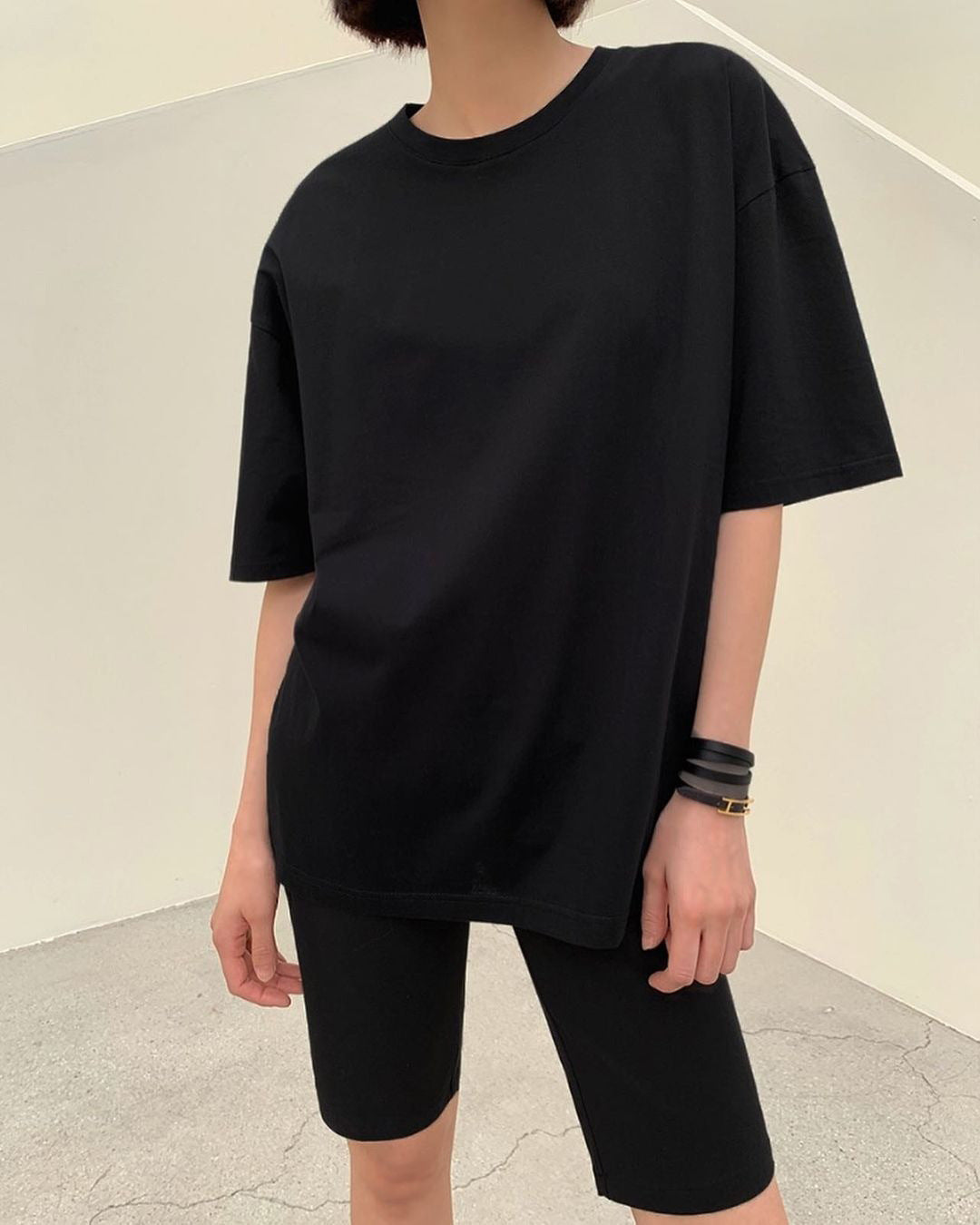 Solid Oversized T Shirt Loose Fit Crewneck Casual Tee