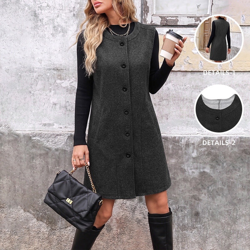 Longline Button Vest Sleeveless Jacket Casual Streetwear