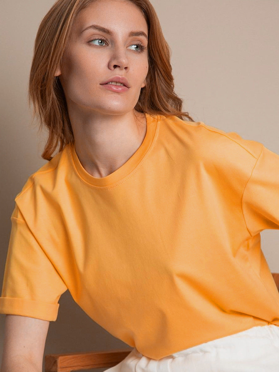 Solid Oversized T Shirt Loose Fit Crewneck Casual Tee
