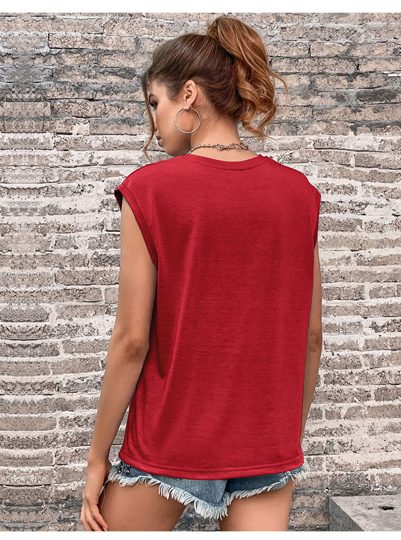 Patchwork Polyester Tee Relaxed Fit Trendy Summer